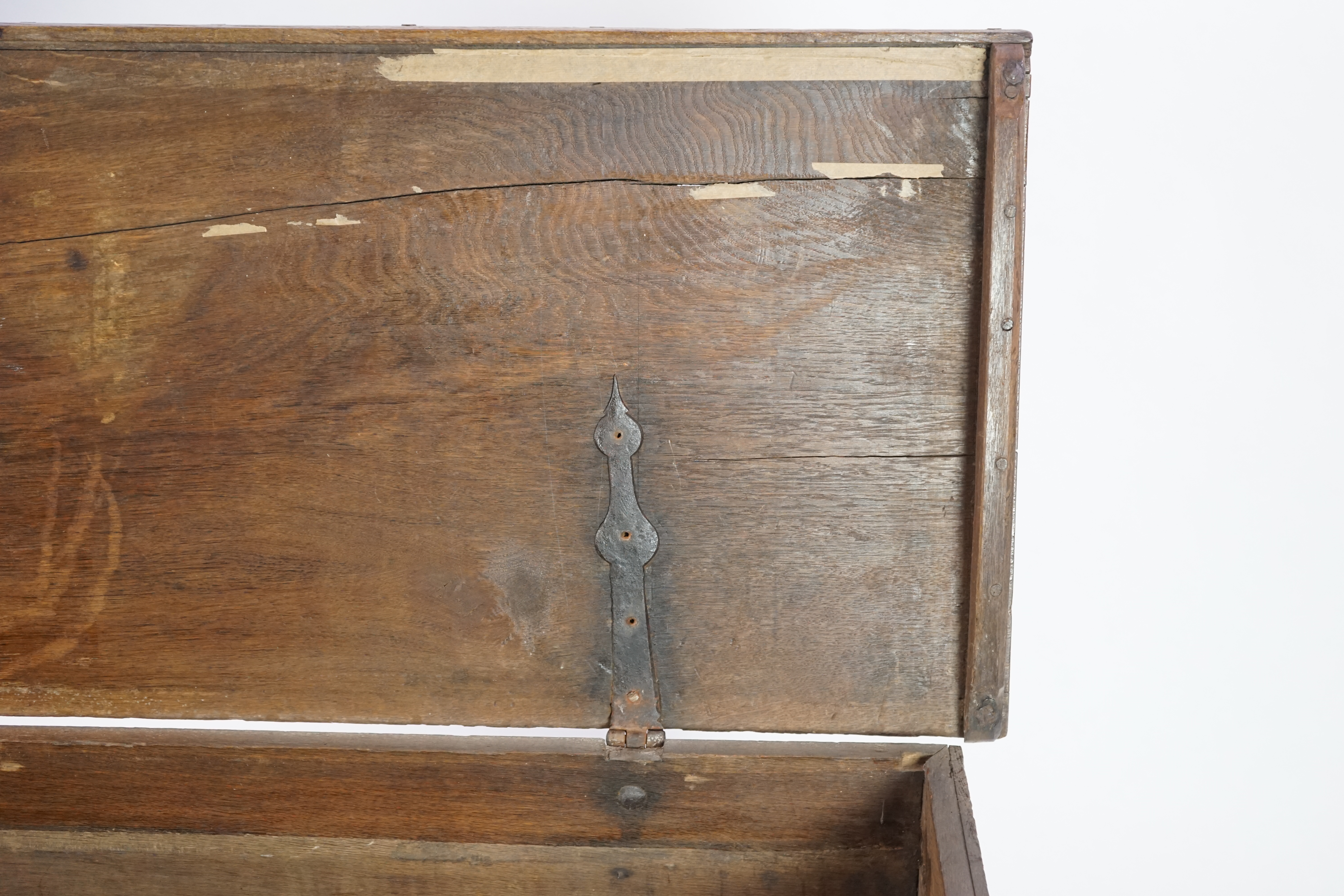 A mid 18th century German carved oak marriage chest